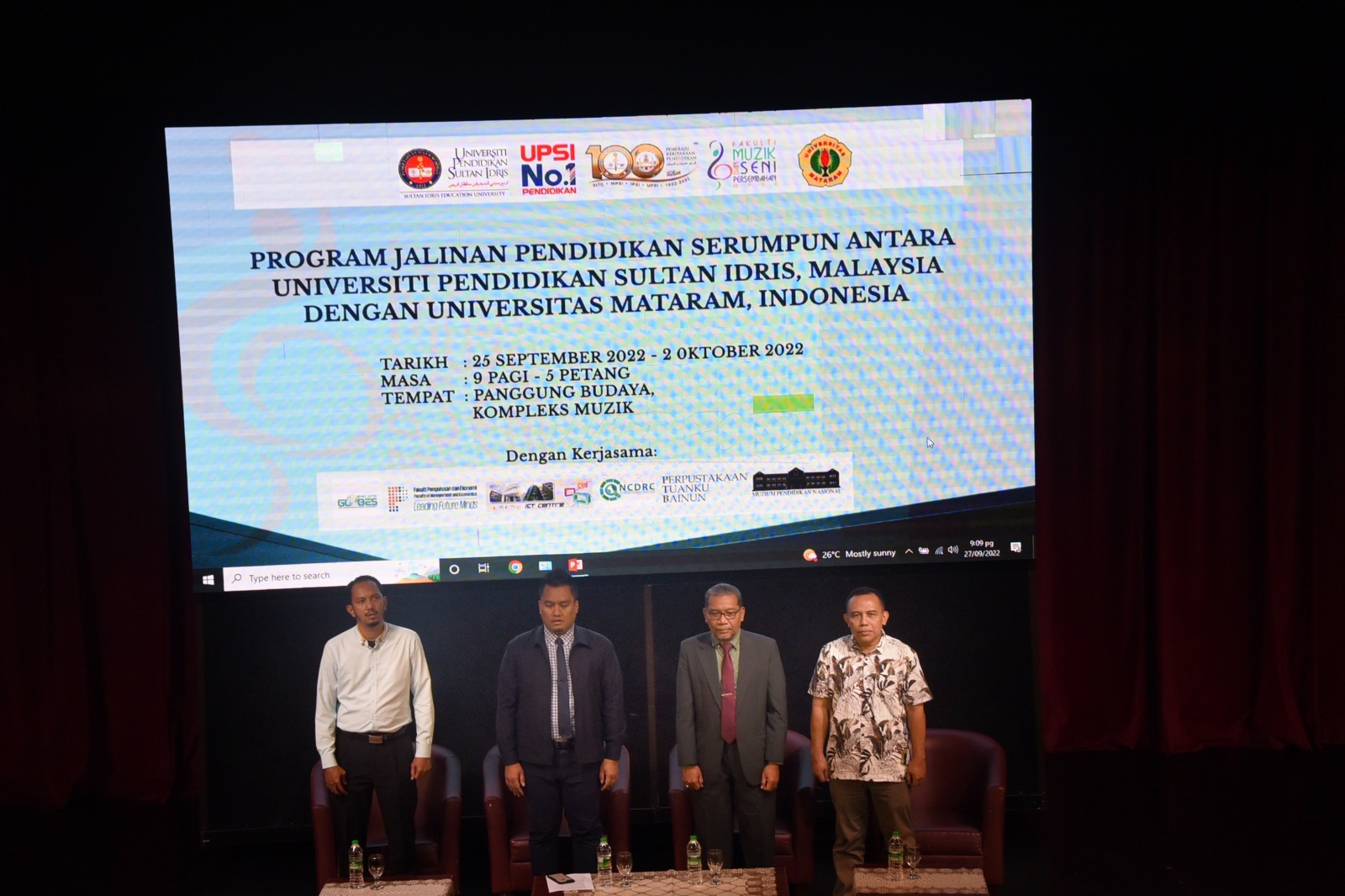 27 SEPT 2022 PROGRAM JALINAN PENDIDIKAN SERUMPUN ANTARA UPSI DENGAN UNIVERSITAS MATARAM INDONESIA
